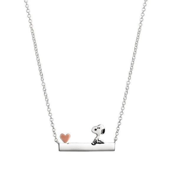 NWT Peanuts 14K Gold-Flash Plated Two-Tone Always In My Heart Pendant Necklace - Picture 3 of 11